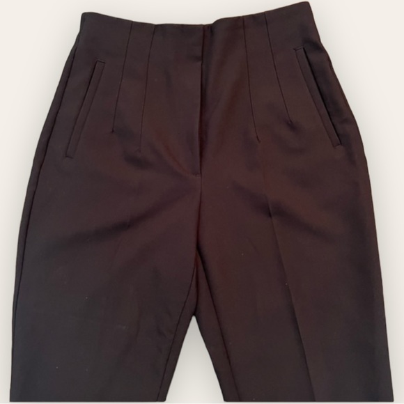 ZARA - High Waisted Darted Black Trouser Pant with Side Pockets - Picture 8 of 14